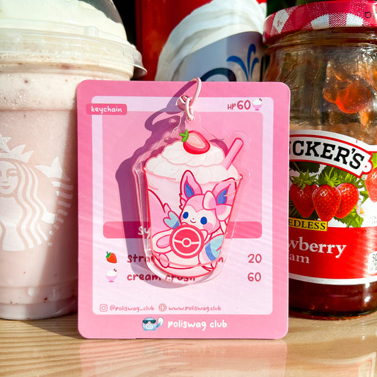 Sylveon Strawberry Frappe Keychain