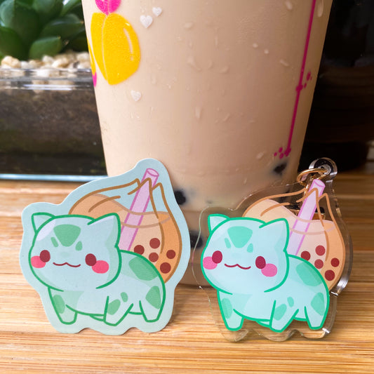 Bulbasaur Boba Milk Tea Keychain