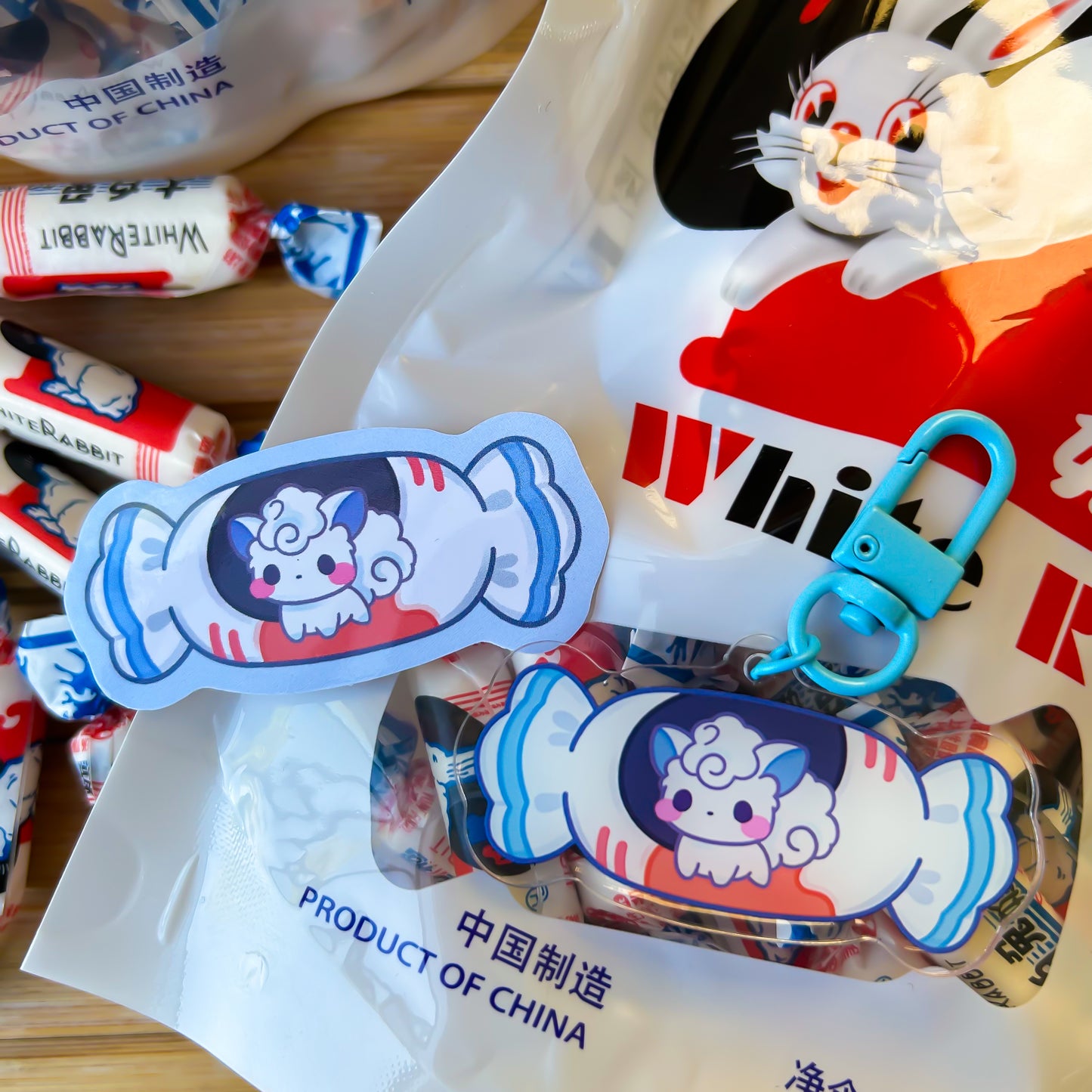 Vulpix White Rabbit Candy Keychain