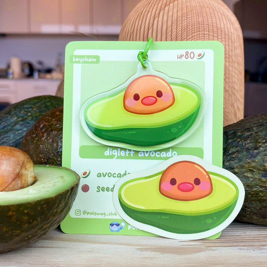 Diglett Avocado Keychain
