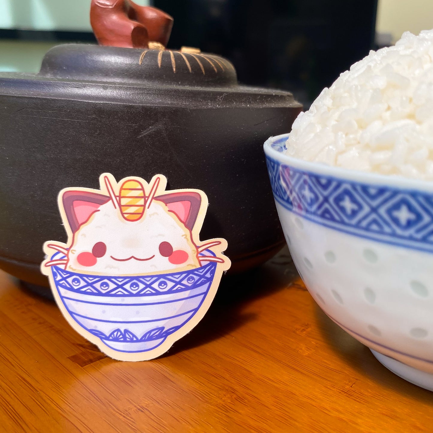 Meowth Rice Bowl Sticker