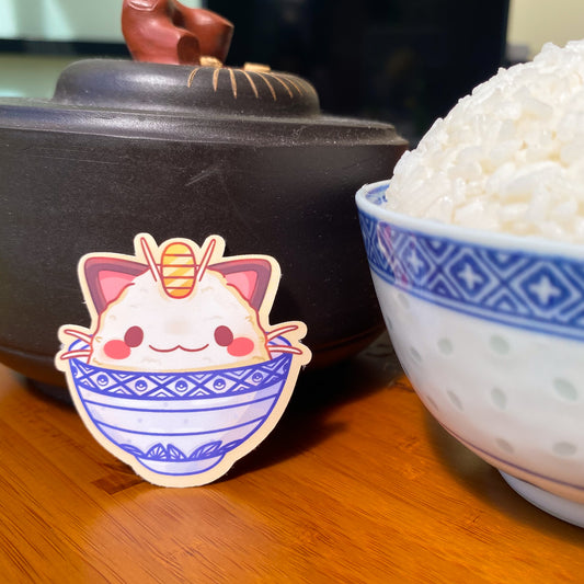 Meowth Rice Bowl Sticker