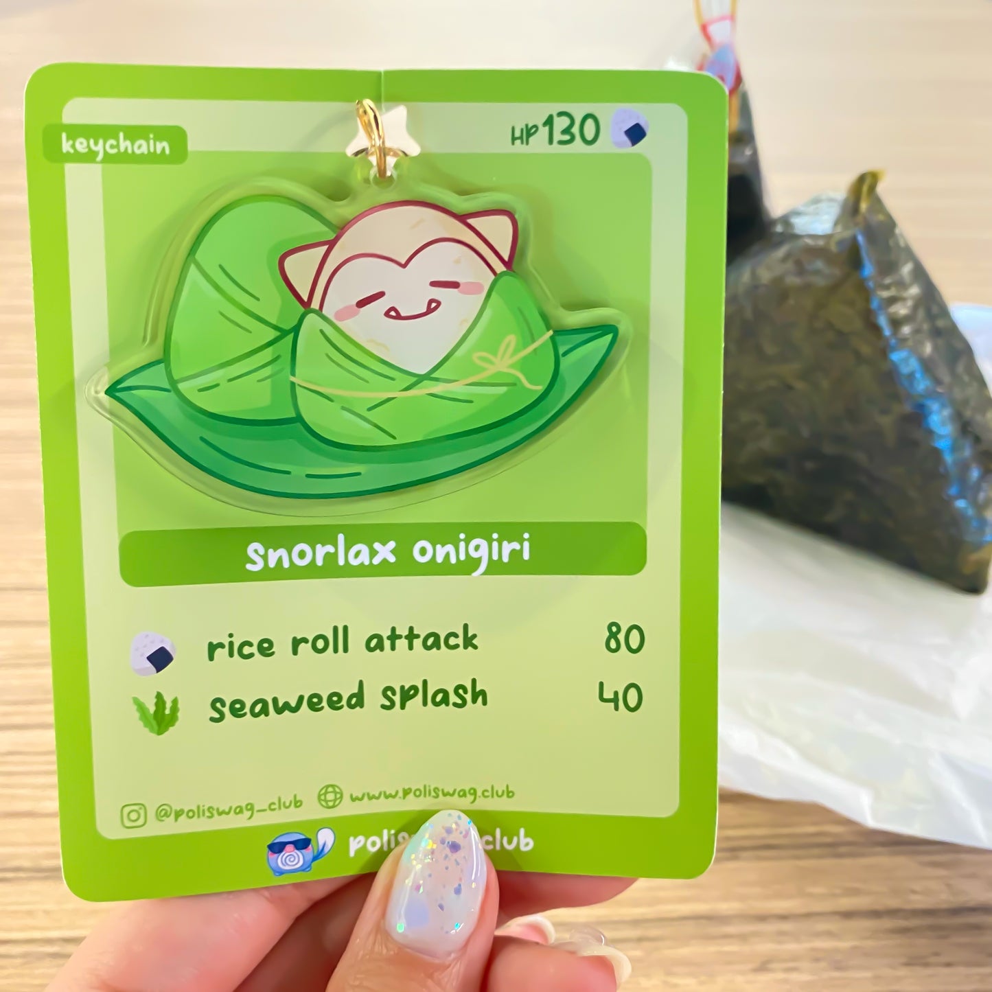 Snorlax Onigiri Rice Keychain