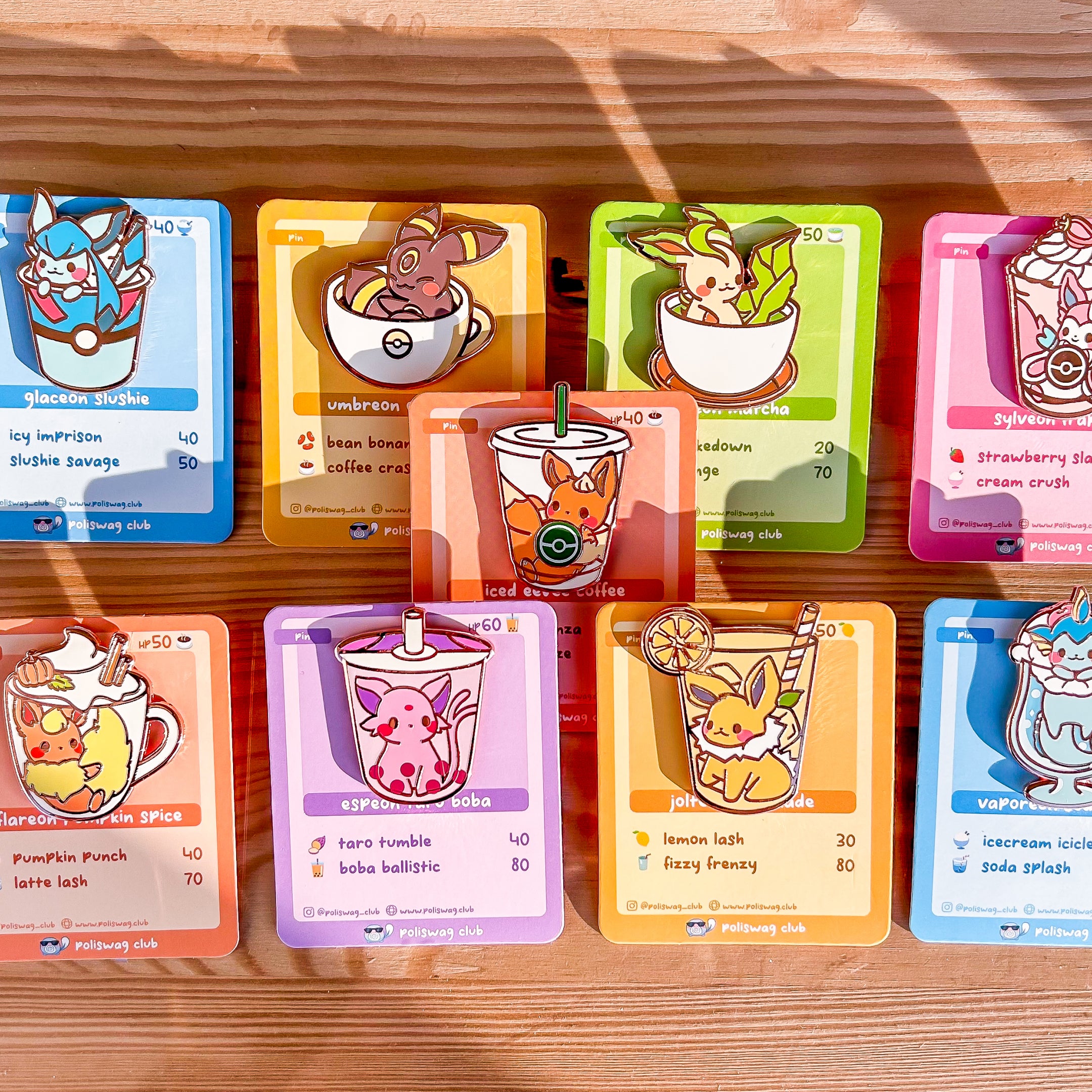 Eeveelution Drinks Pin Bundle - Pokemon Food Merch | Poliswag Club